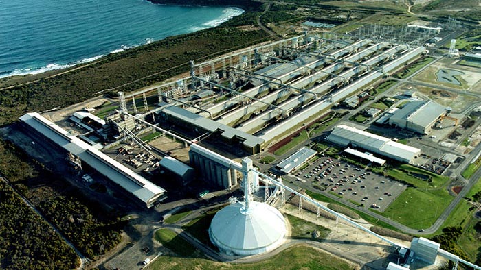 Aerial view of Portland, Victoria — home of Portland Aluminium
